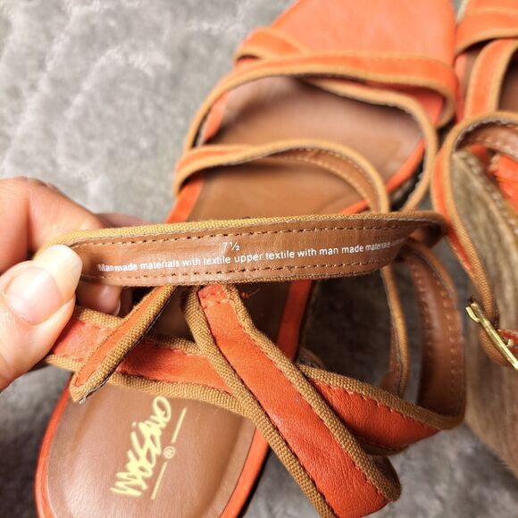 MOSSIMO CORAL ORANGE ESPADRILLE SANDALS WOMENS SIZE 7.5 WEDGE 4.5 INCH HEEL - Picture 11 of 13